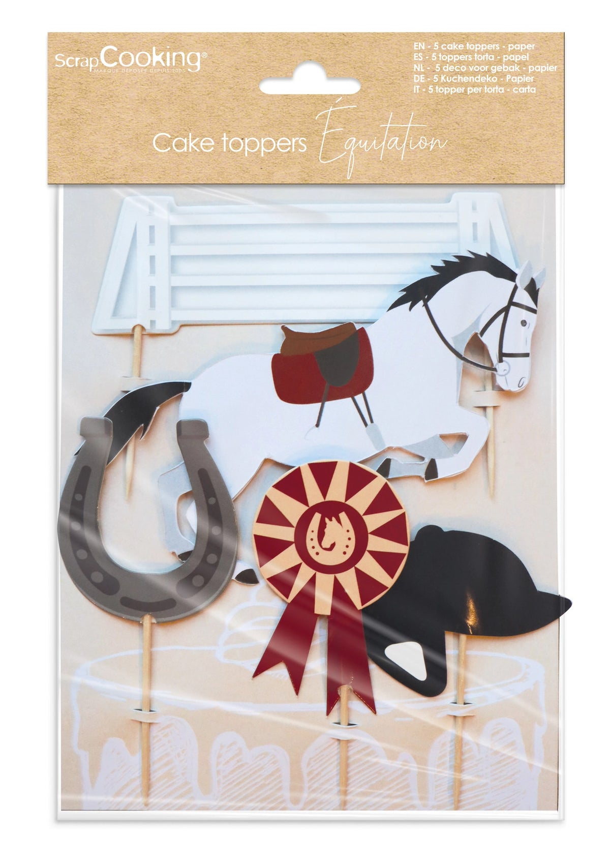 5er Set Kuchendekoration Reit Motive Papier in Mehrfarbig präsentiert im Onlineshop von KAQTU Design AG. Küchenhelfer ist von Scrap Cooking