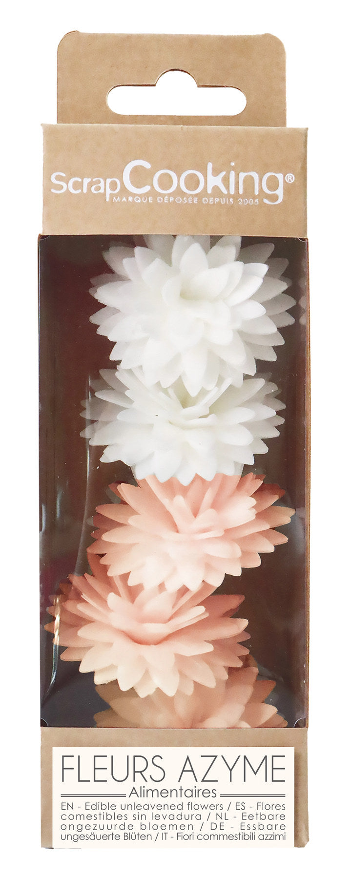 5er Set Dahlien aus Esspapier weiss, rosa in Pink präsentiert im Onlineshop von KAQTU Design AG. Zutaten ist von Scrap Cooking