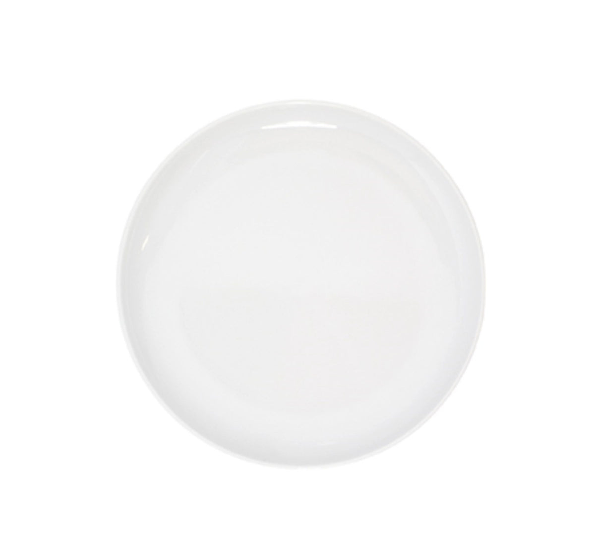 Kleines weisses Porzellanschälchen mit rundem Rand, Grösse 8 x 7.6 x 1.8 cm, fotografiert auf neutralem Hintergrund.