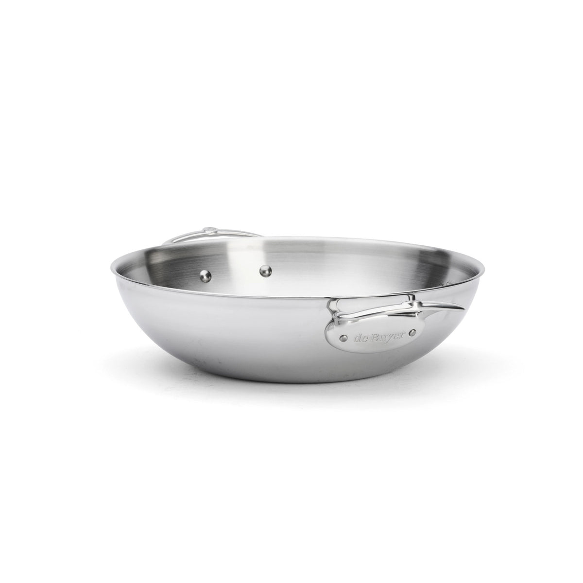 Affinity Wok mit zwei Griffen D32cm Edelstahl in Silber präsentiert im Onlineshop von KAQTU Design AG. Küchengerät ist von de Buyer