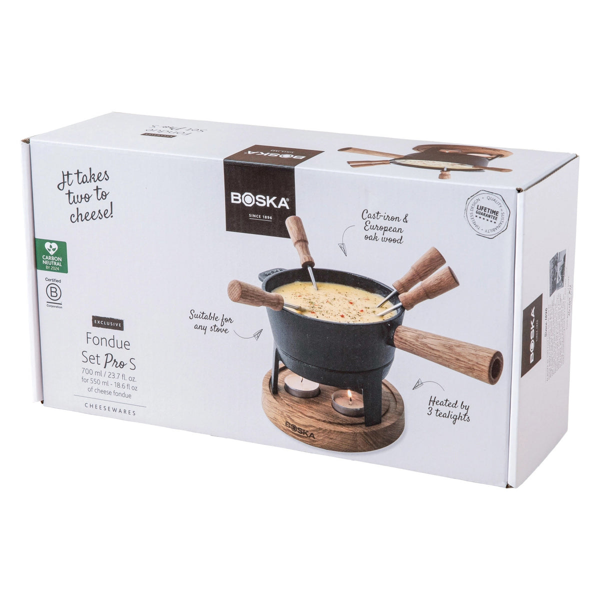 Fondueset Pro S Europäisches Eichenholz Gusseisen 0.7lt in Schwarz präsentiert im Onlineshop von KAQTU Design AG. Geschirr ist von Boska