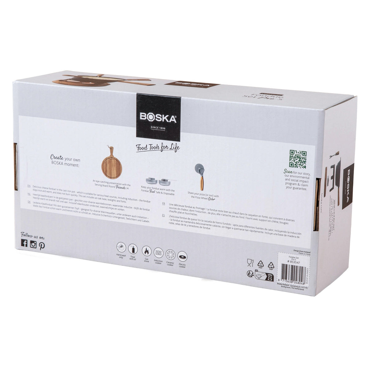 Fondueset Pro S Europäisches Eichenholz Gusseisen 0.7lt in Schwarz präsentiert im Onlineshop von KAQTU Design AG. Geschirr ist von Boska