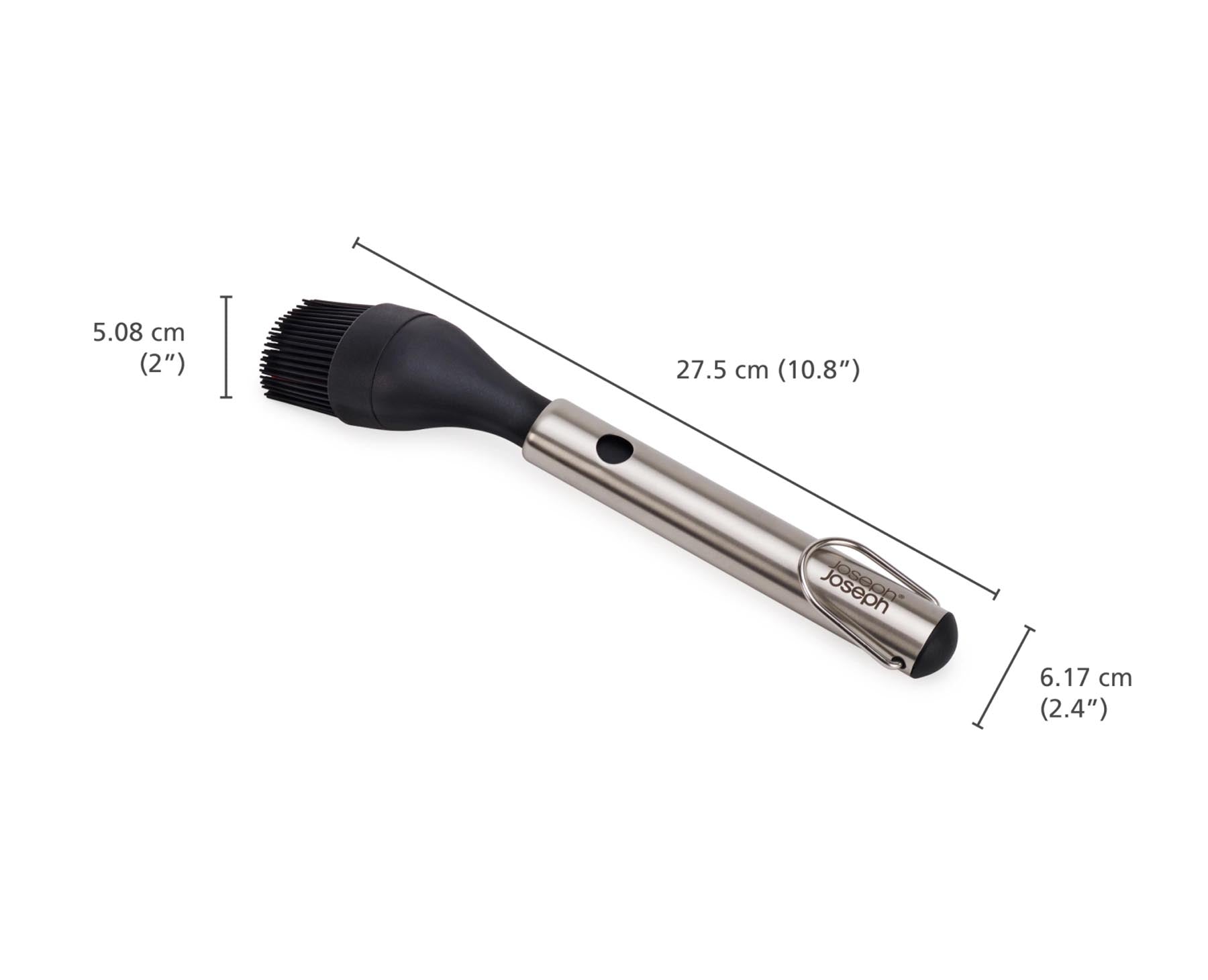 Praktischer Grillpinsel mit flexiblem Silikonkopf von Joseph Joseph, perfekt für präzises Marinieren und Grillen, ausziehbar von 27,5 bis 34,9 cm.