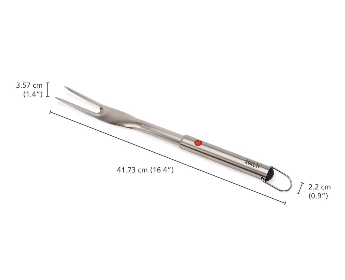 GrillOut BBQ Gabel einziehbarer Kopf Edelstahl 41.7-35cm in Silber präsentiert im Onlineshop von KAQTU Design AG. Grillbesteck ist von Joseph Joseph