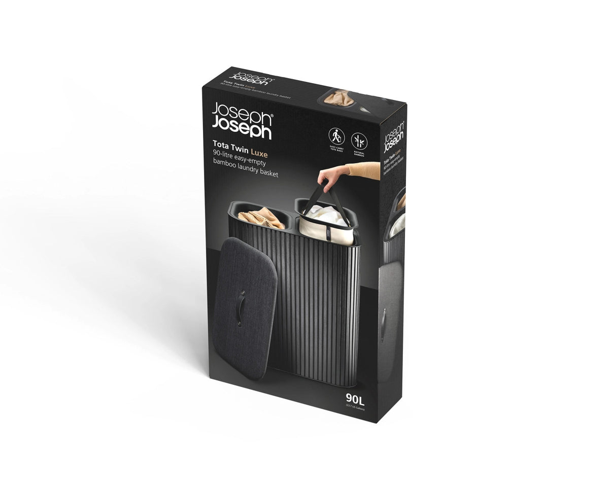 Tota Twin Luxe Wäschekorb 90l black in Schwarz präsentiert im Onlineshop von KAQTU Design AG. Wäschekorb ist von Joseph Joseph