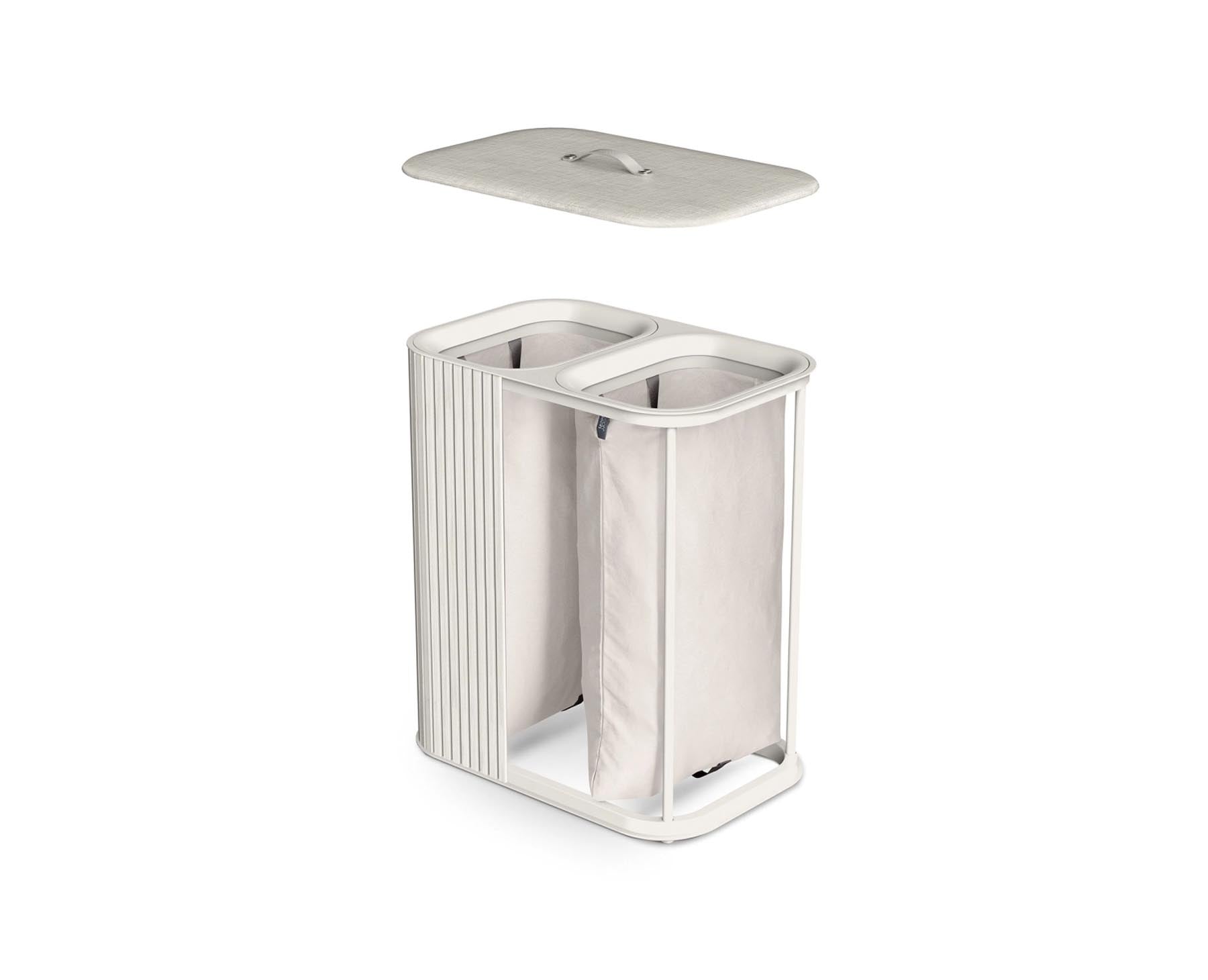 Eleganter Wäschekorb Tota Twin Luxe in Ecru, 90 l, ideal für die stilvolle Organisation von Wäsche und Haushaltsgegenständen von Joseph Joseph.