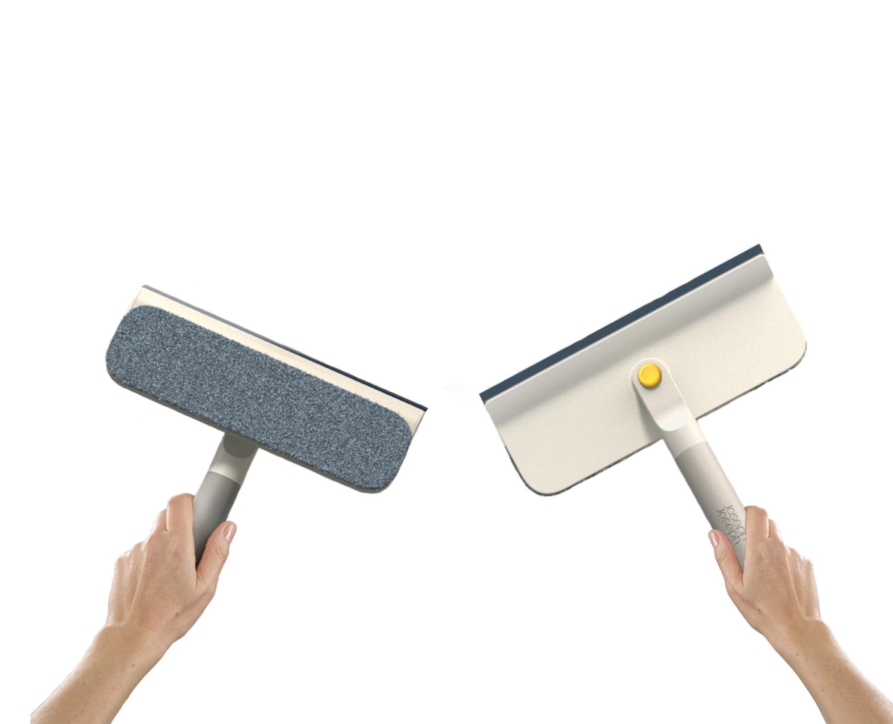 Praktischer CleanTech 2-in-1 Abzieher in elegantem Lichtstein-Grau, ideal für effektives Reinigen und Trocknen von Fenstern und Fliesen.