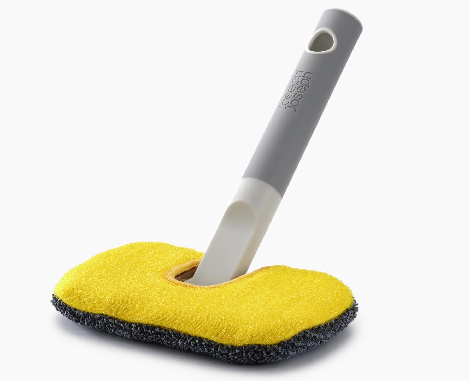 Effizientes CleanTech Ersatzpad in blau und gelb, 18x11cm, ideal für gründliche Reinigung von Böden mit dem Joseph Joseph Bodenschrubber.