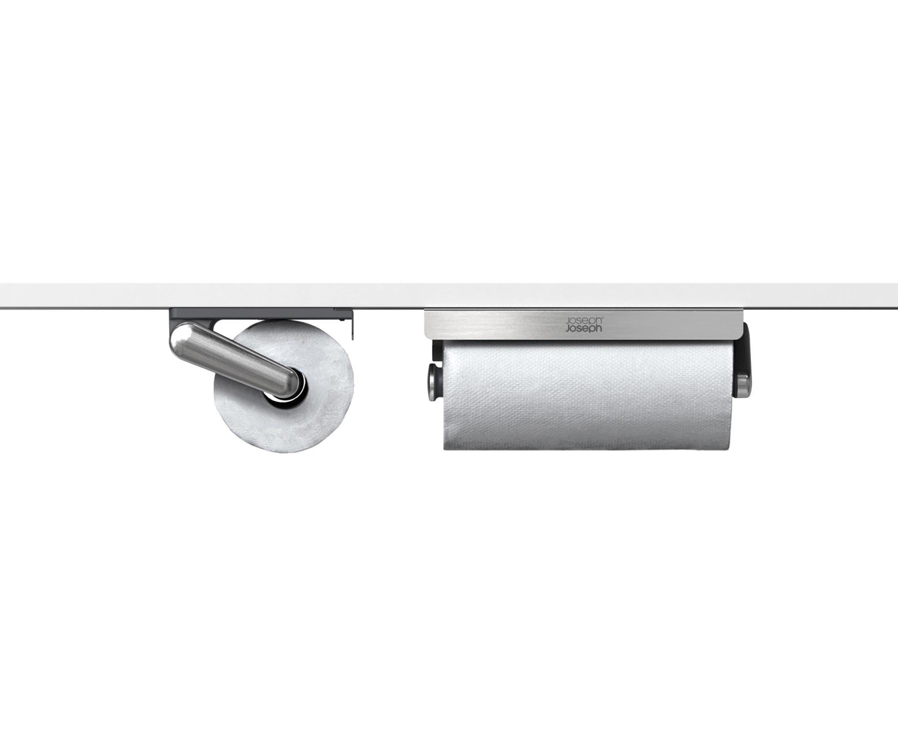 Stylischer RollGrip Küchenrollenhalter von Joseph Joseph, ausziehbar und platzsparend, perfekt für die Unterablage in jeder modernen Küche.