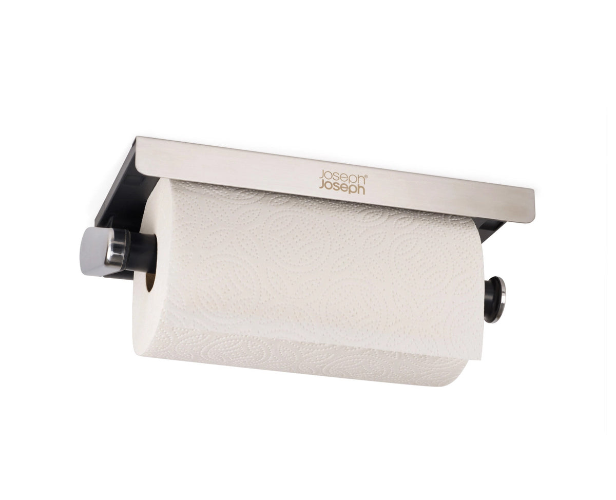 RollGrip Küchenrollenhalter für Unterablage ausziehbar in Schwarz präsentiert im Onlineshop von KAQTU Design AG. Papierrollenhalter ist von Joseph Joseph