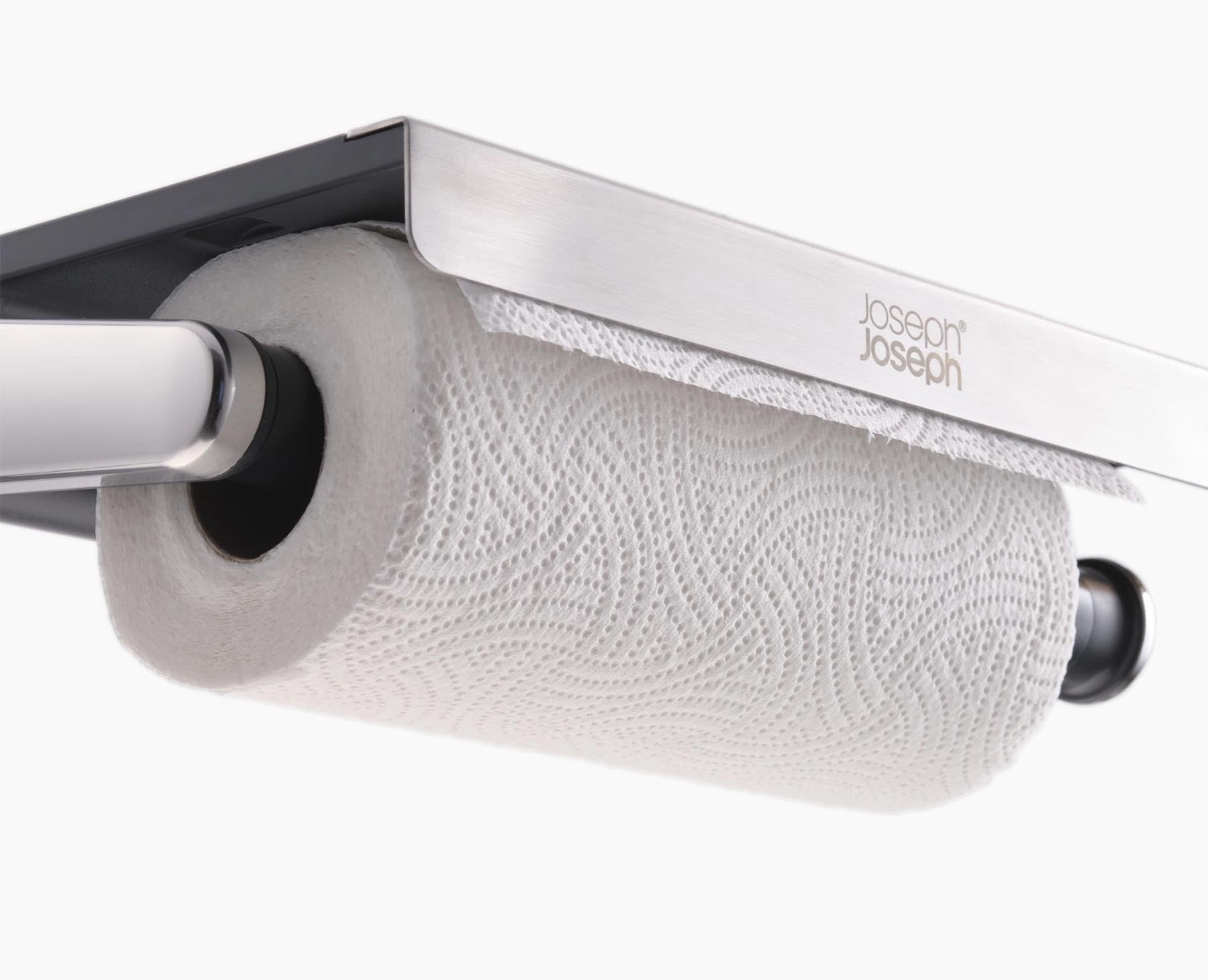 Praktischer RollGrip Küchenrollenhalter von Joseph Joseph, ausziehbar für einfache Handhabung, ideal für die Unterablage in der Küche.
