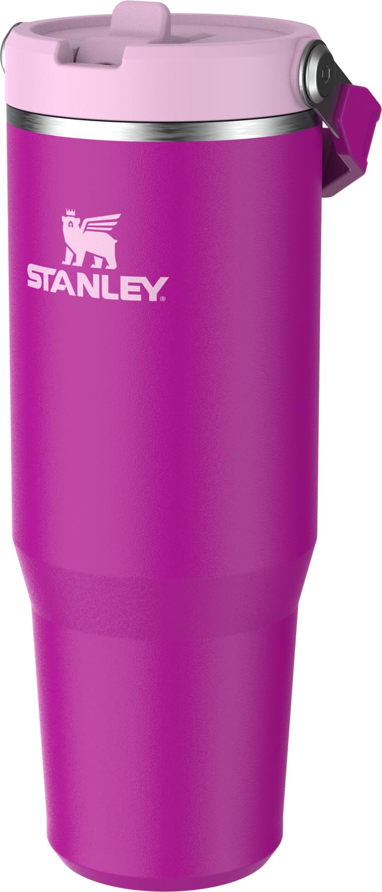 Stylischer IceFlow Flip Straw Becher in Violett mit 0.89l Fassungsvermögen von Stanley, ideal für kalte Getränke unterwegs.