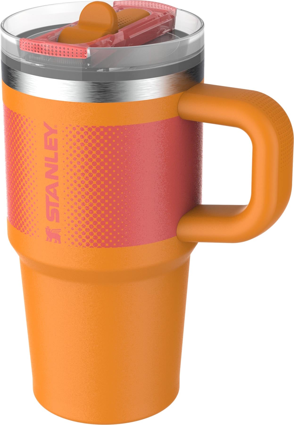 Moderne Stanley Thermosflasche Quencher ProTour mit Flip Straw, 0.6l in goldenrod fade, perfekt für aktive Lebensstile und unterwegs.