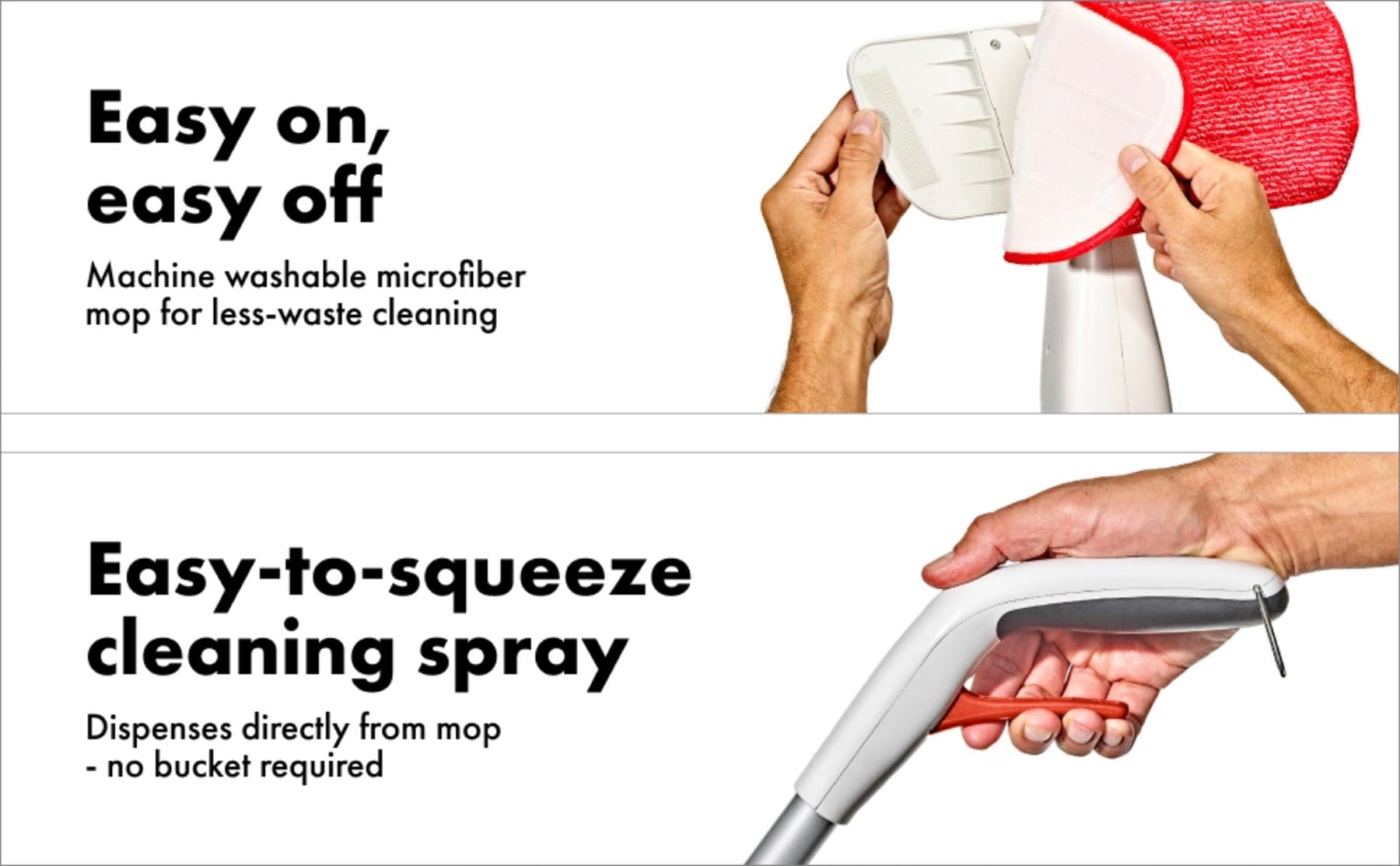 Praktischer GG Sprühmopp von OXO in ansprechendem Design, ideal für die einfache Reinigung von Fliesen und Holzböden.