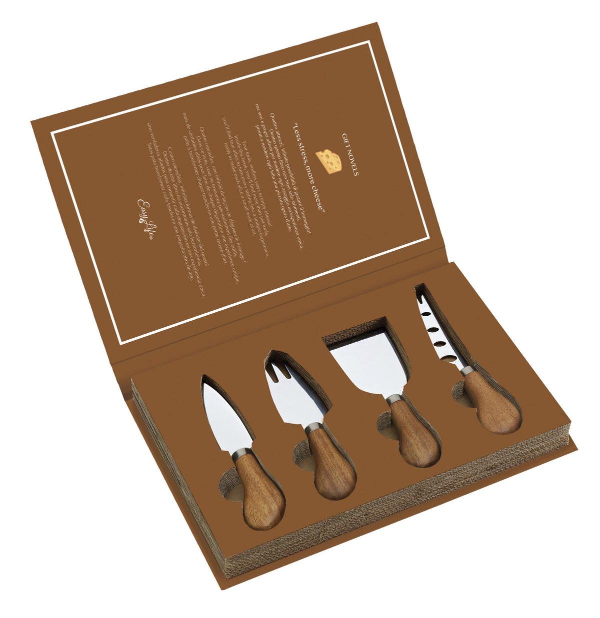 Geschenkset Less stress more Cheese in Mehrfarbig präsentiert im Onlineshop von KAQTU Design AG. Küchenmesser ist von Easy Life