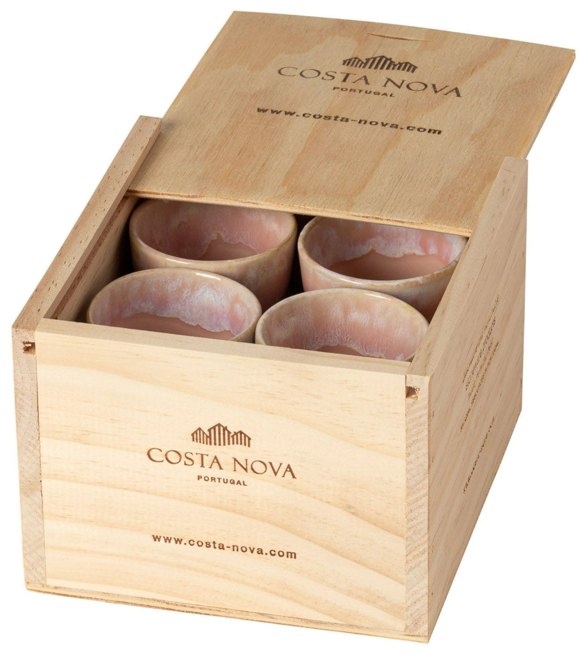 Acht Espressotassen aus Steingut in Geschenkbox, Serie Grespresso von Costa Nova, schlichte runde Form, Fassungsvermögen 70ml.