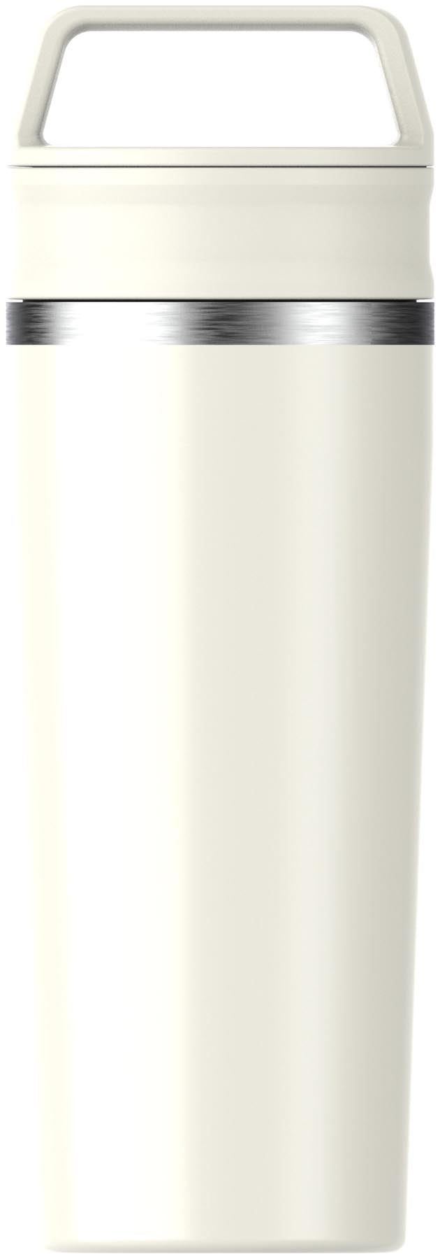 Eleganter Café-To-Go Travel Mug in creme-glänzend, ideal für unterwegs. Hält Getränke warm und ist perfekt für Kaffeeliebhaber.