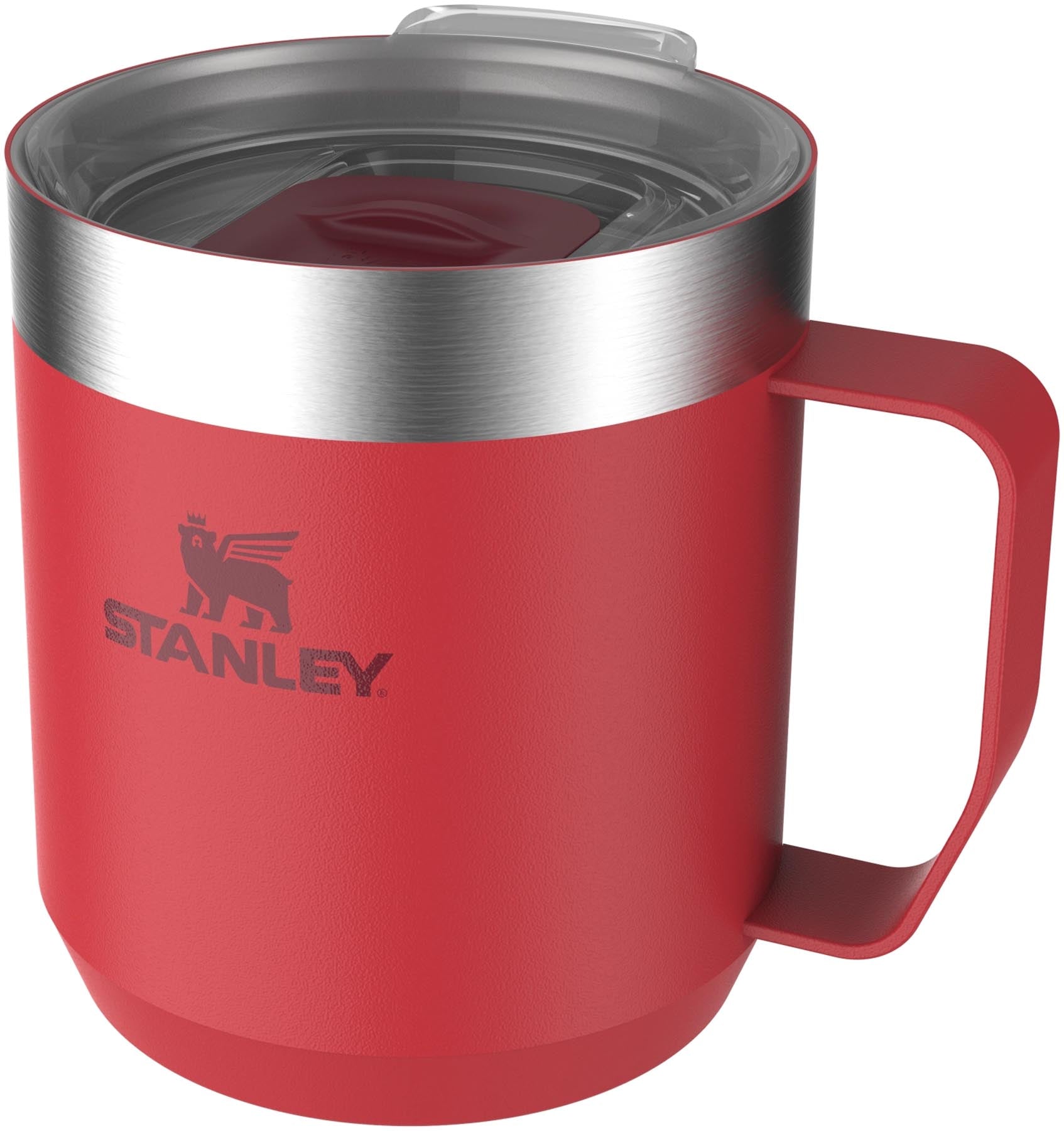 Robuster roter Camp Mug von Stanley mit 0.35l Fassungsvermögen, perfekt für Abenteuer und den Alltag, bietet Komfort und Funktionalität.