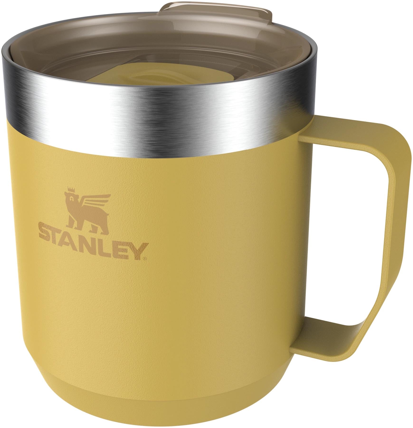 Heller, gelber Everyday Camp Mug 0.35l von Stanley, perfekt für Abenteuer und den Alltag, mit robustem Design und komfortablem Griff.