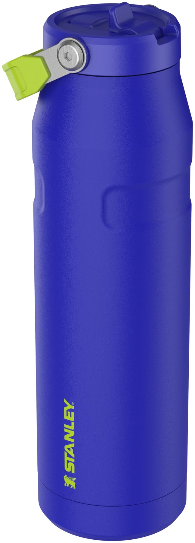 Moderne Stanley IceFlow Flip Straw Flasche in cobalt chartreuse, 1.06l, perfekt für erfrischende Getränke und aktive Abenteuer.