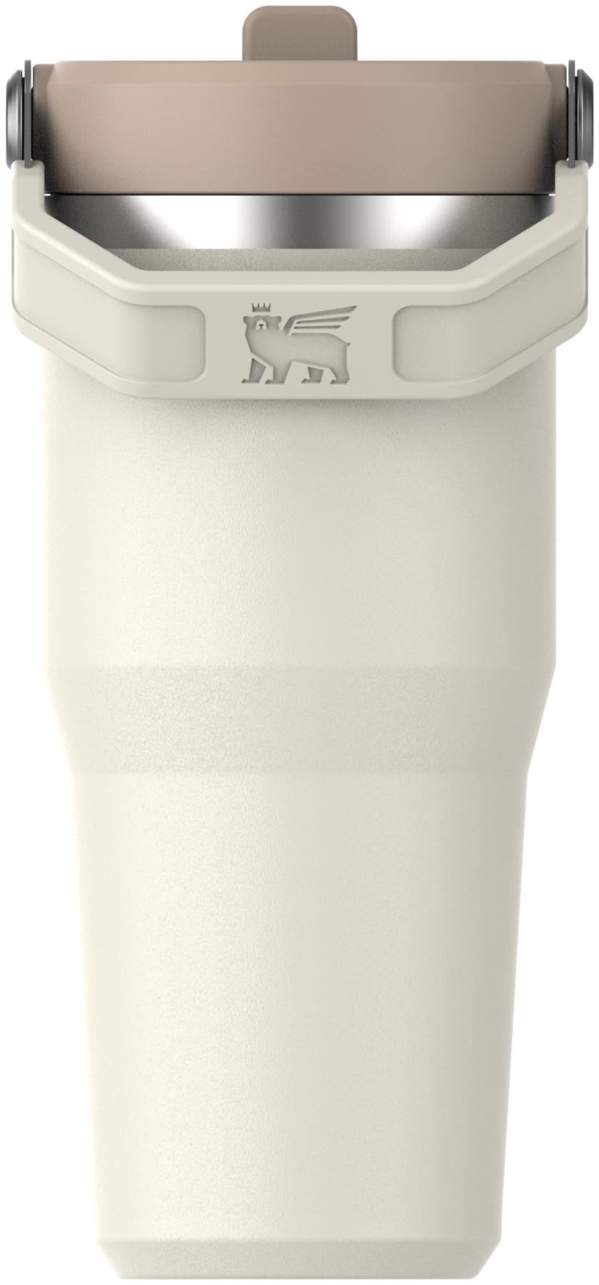Stylischer IceFlow Flip Straw Becher in Cremefarbe von Stanley, ideal für kalte Getränke, mit praktischem Flip-Deckel und 0.41l Fassungsvermögen.