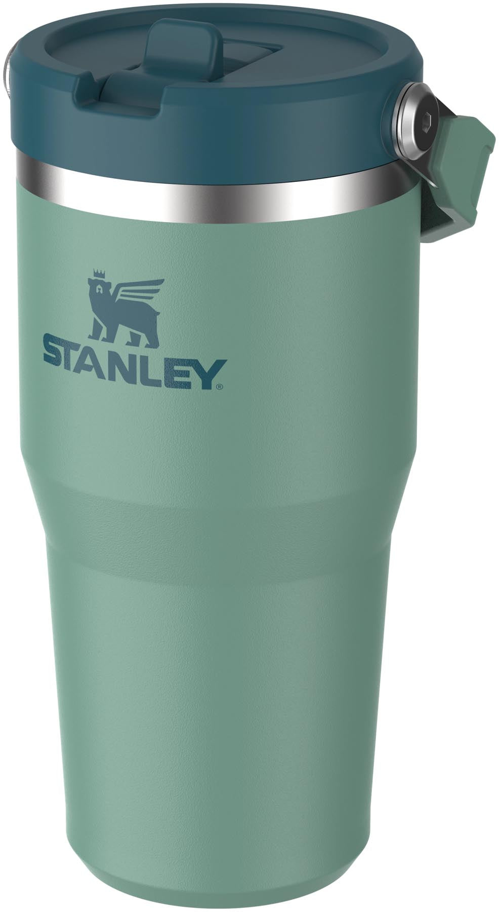 Stylischer Stanley IceFlow Flip Straw Becher in frischem Frühlingsgrün, ideal für unterwegs und hält Getränke kühl bei 0.41l.