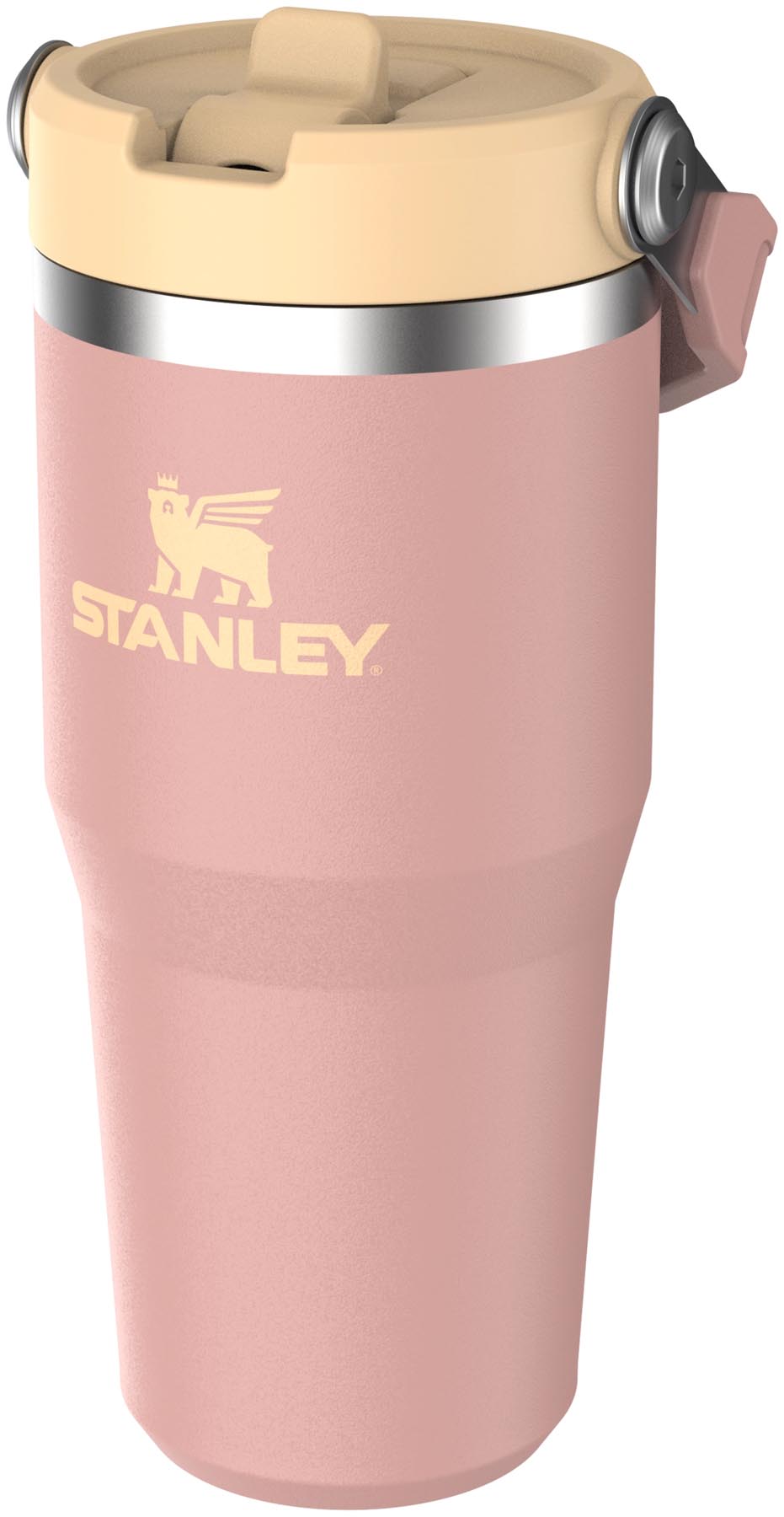Eleganter Stanley IceFlow Flip Straw Becher in sanftem Peach Rose, perfekt für erfrischende Getränke unterwegs. Fassungsvermögen: 0,41 l.