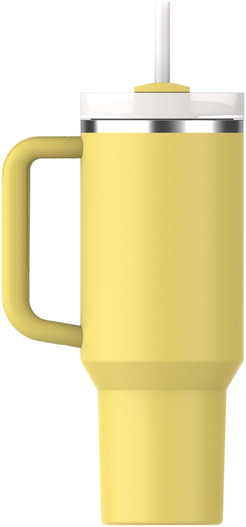 Stylische Thermosflasche Quencher FlowState 1.18l in leuchtendem Daffodil-Gelb von Stanley, ideal für unterwegs und umweltfreundlich.