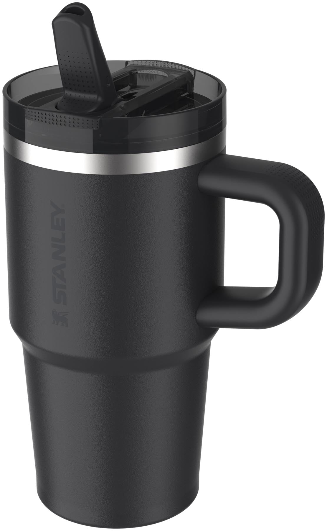 Schwarze Stanley Quencher ProTour Flip Straw 0.59l Thermosflasche, ideal für unterwegs, mit praktischem Flip-Trinkhalm für einfaches Trinken.