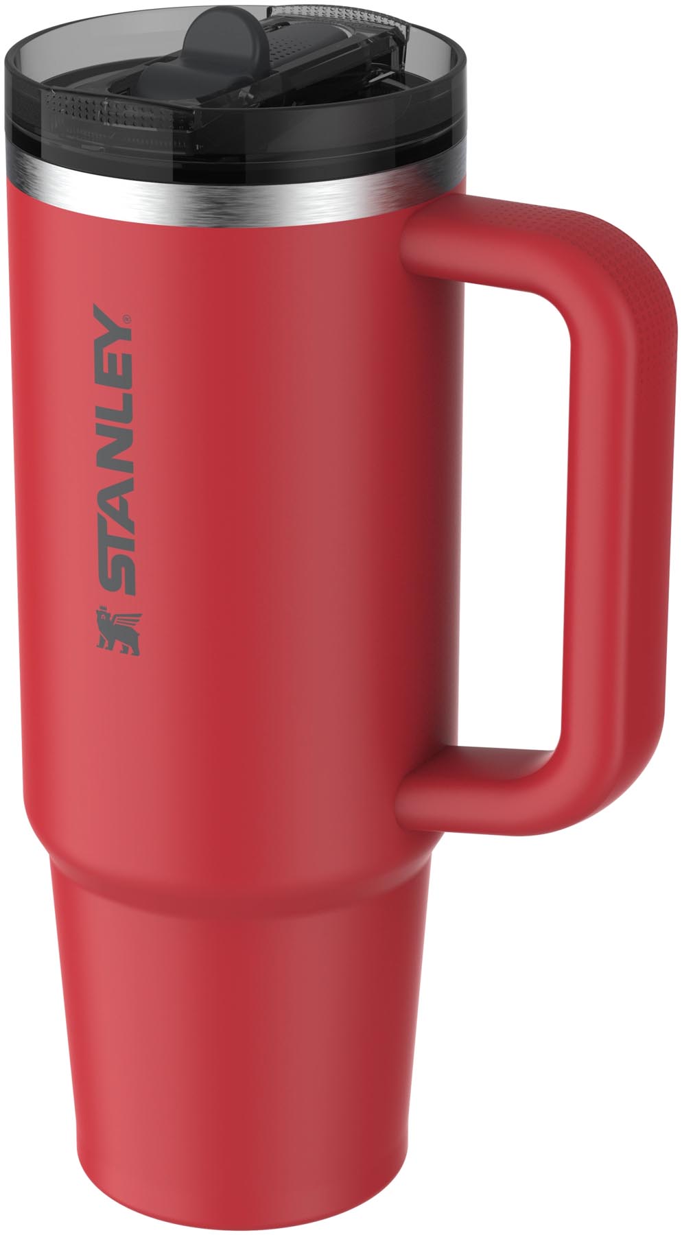 Moderne Stanley Quencher ProTour Thermosflasche in Chili Black mit praktischem Flip Straw, ideal für kalte Getränke und unterwegs.