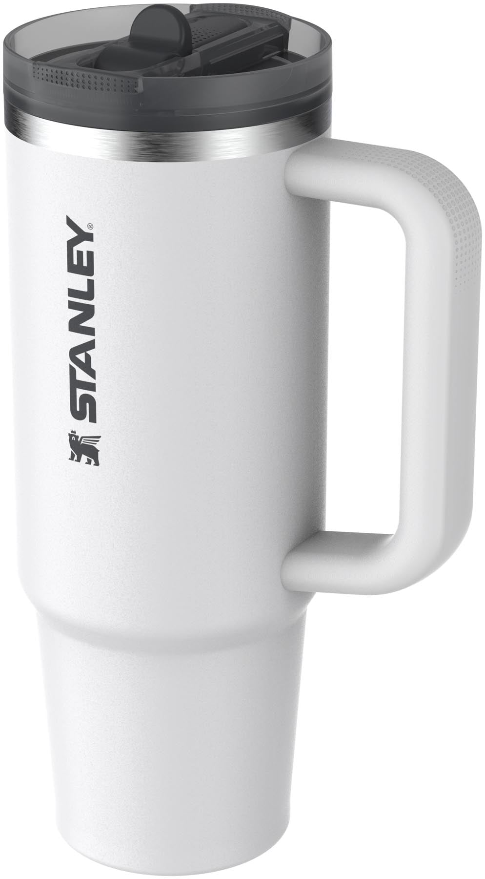Moderne Stanley Quencher ProTour Thermosflasche in Chalk mit praktischem Flip Straw, ideal für Erfrischungen unterwegs.
