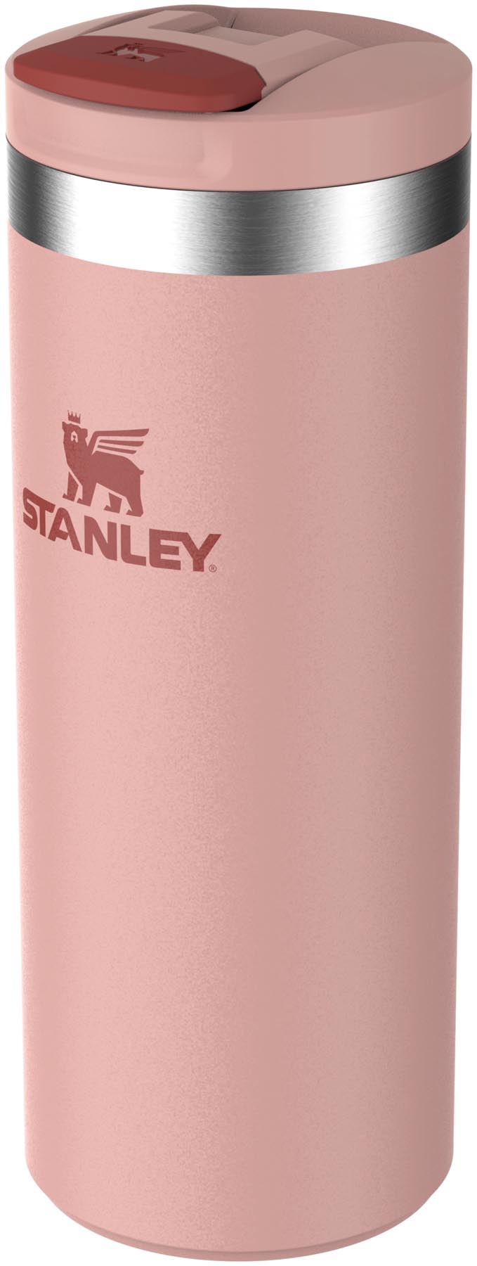 Eleganter Stanley Transit Fliptop Becher in sanftem Peach Rose, ideal für die Mitnahme von Getränken, hält sie heiß oder kalt.