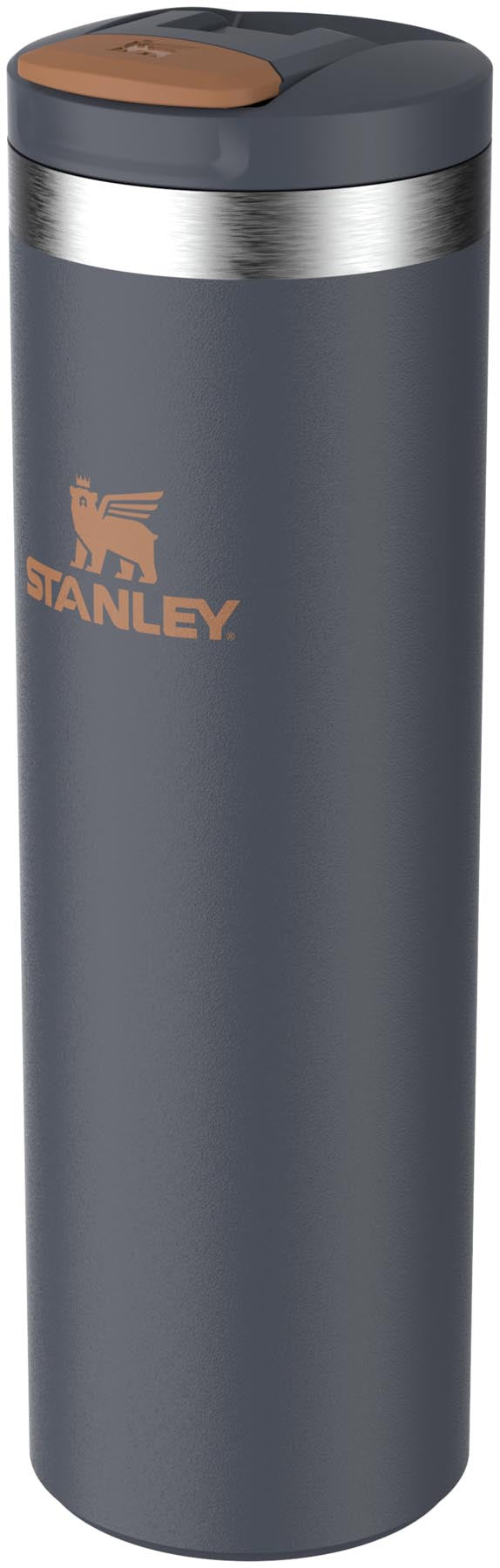 Eleganter Stanley Transit Fliptop Becher in tiefem Twilight Blau, perfekt für Reisen. Hält Getränke optimal temperiert und ist äußerst handlich.