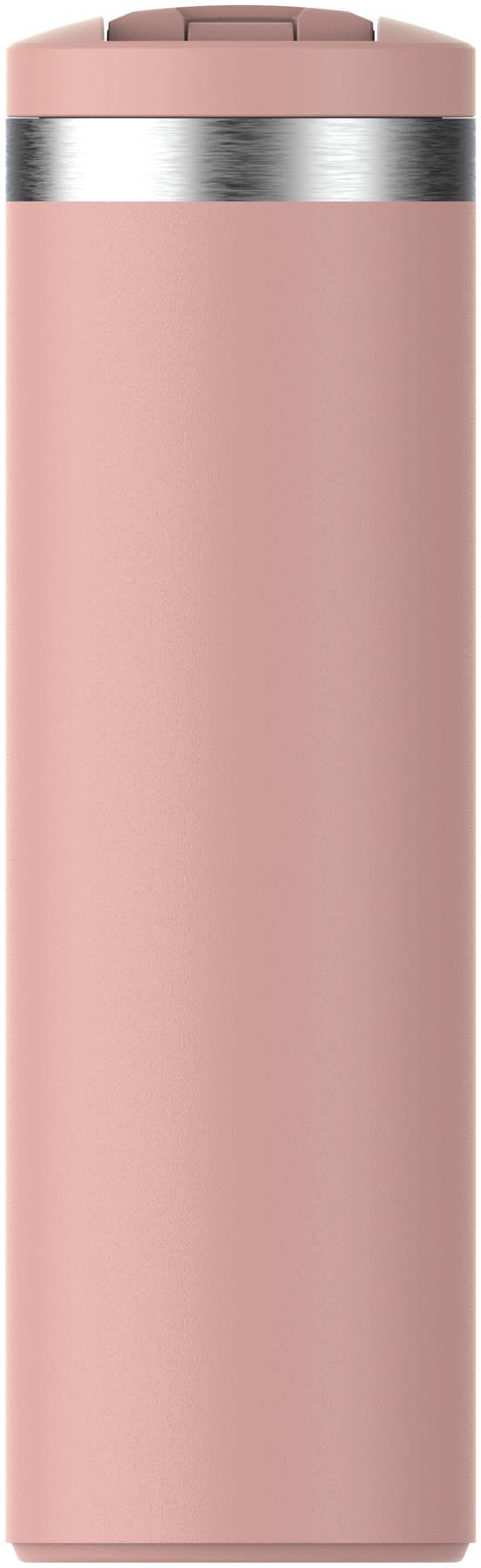 Stylischer Transit Fliptop Becher in Peach Rose von Stanley, ideal für unterwegs. Perfekt für heiße und kalte Getränke, 0.47l Fassungsvermögen.