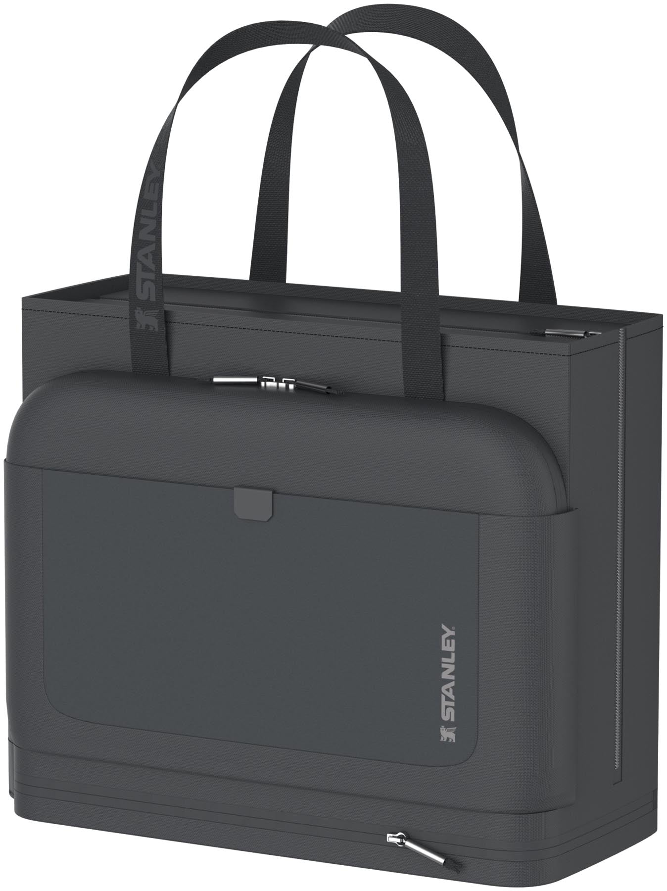 Elegante schwarze Kühltasche Vitalize Macro Method Tote mit 26.1l Volumen von Stanley, perfekt für unterwegs und stilvolle Kühlung.