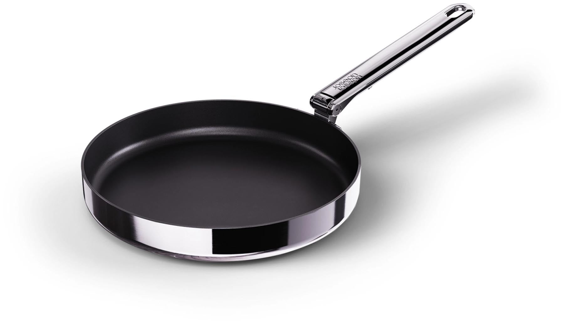 Zwei hochwertige Joseph Joseph Bratpfannen (24 und 28 cm) mit klappbarem Griff und antihaftbeschichteter Oberfläche für müheloses Kochen und einfache Aufbewahrung.