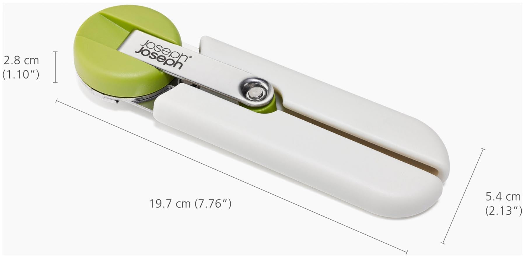 Moderner, ergonomischer Dosenöffner in lebhaftem Grün von Joseph Joseph, sorgt für sicheres und einfaches Öffnen von Dosen ohne Verletzungsgefahr.
