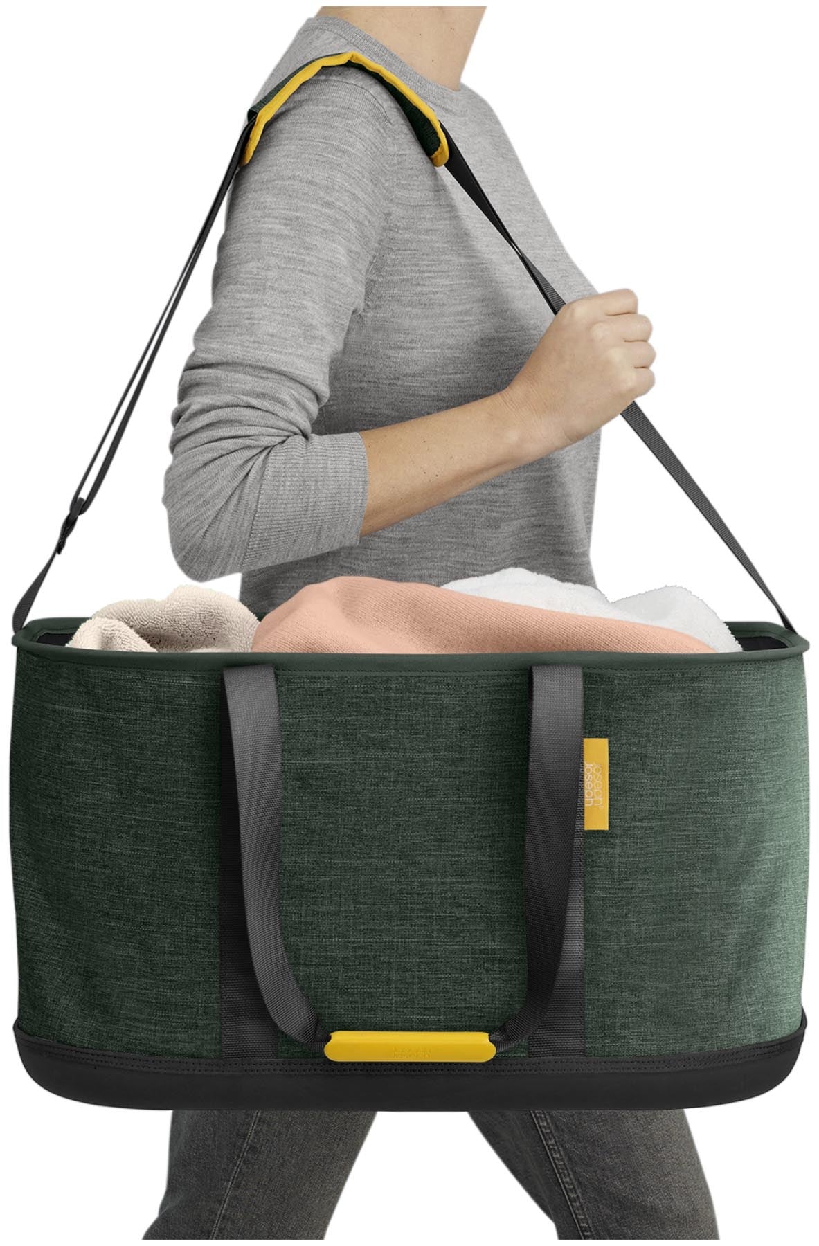Faltbarer Wäschekorb in lebhaftem Grün, 45 l, perfekt für Outdoor-Aktivitäten, leicht zu tragen und kompakt für Reisen.