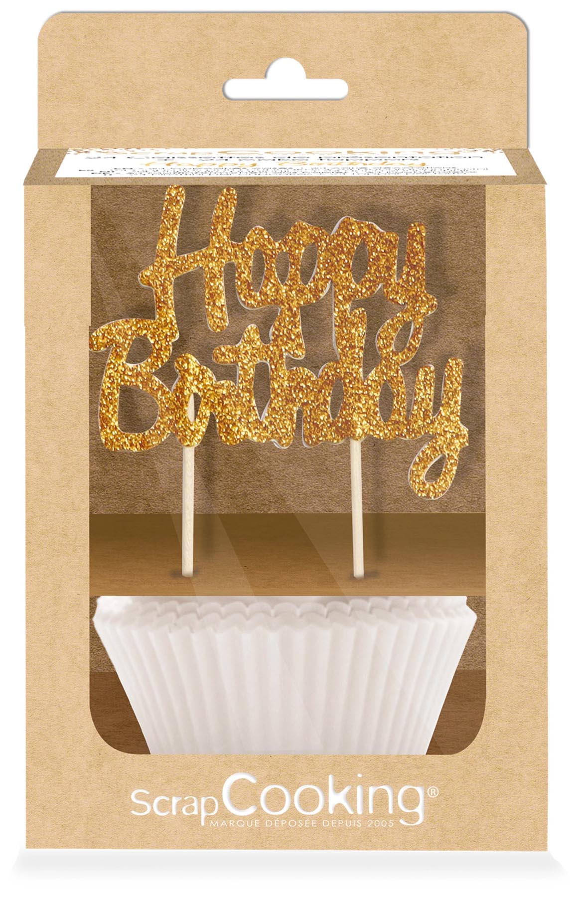 24 Cupcake Formen und 12 Cake Toppers Happy Birthday in präsentiert im Onlineshop von KAQTU Design AG. Backform / Backblech ist von Scrap Cooking