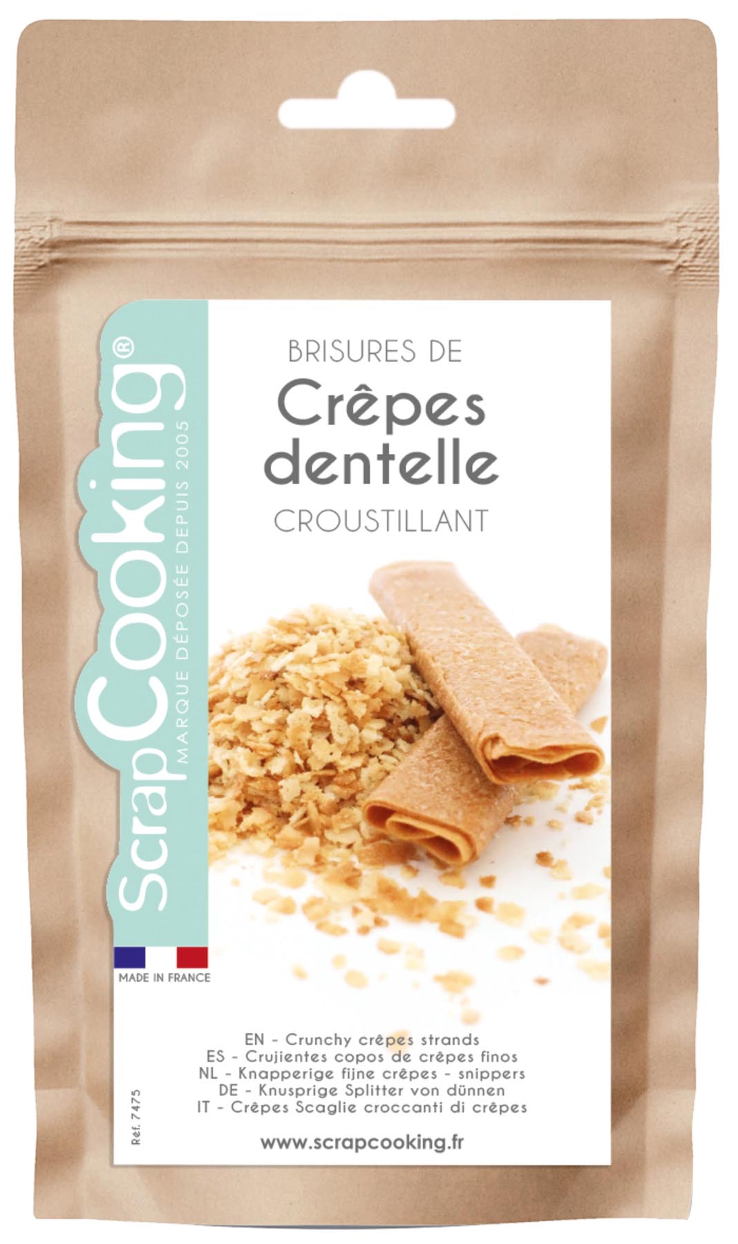 Knusprige Crêpe Flocken 100g in präsentiert im Onlineshop von KAQTU Design AG. Zutaten ist von Scrap Cooking