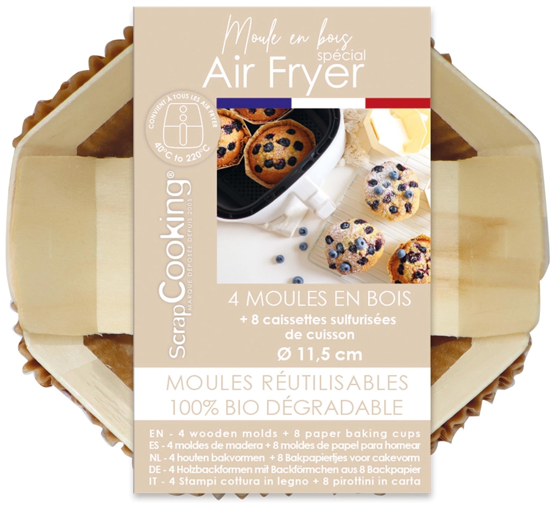 Praktisches 4er Set Backformen für Heissluftfritteuse mit 8 Einlagen von Scrap Cooking – ideal für vielseitiges Backen und Kochen.