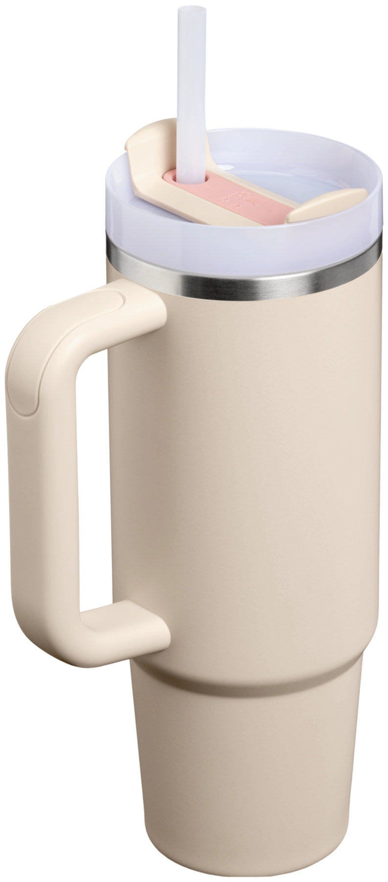 Stanley Quencher FlowState Thermosflasche in Beige (Champagne), zylindrische Form, Masse 9 x 13.8 x 28 cm.