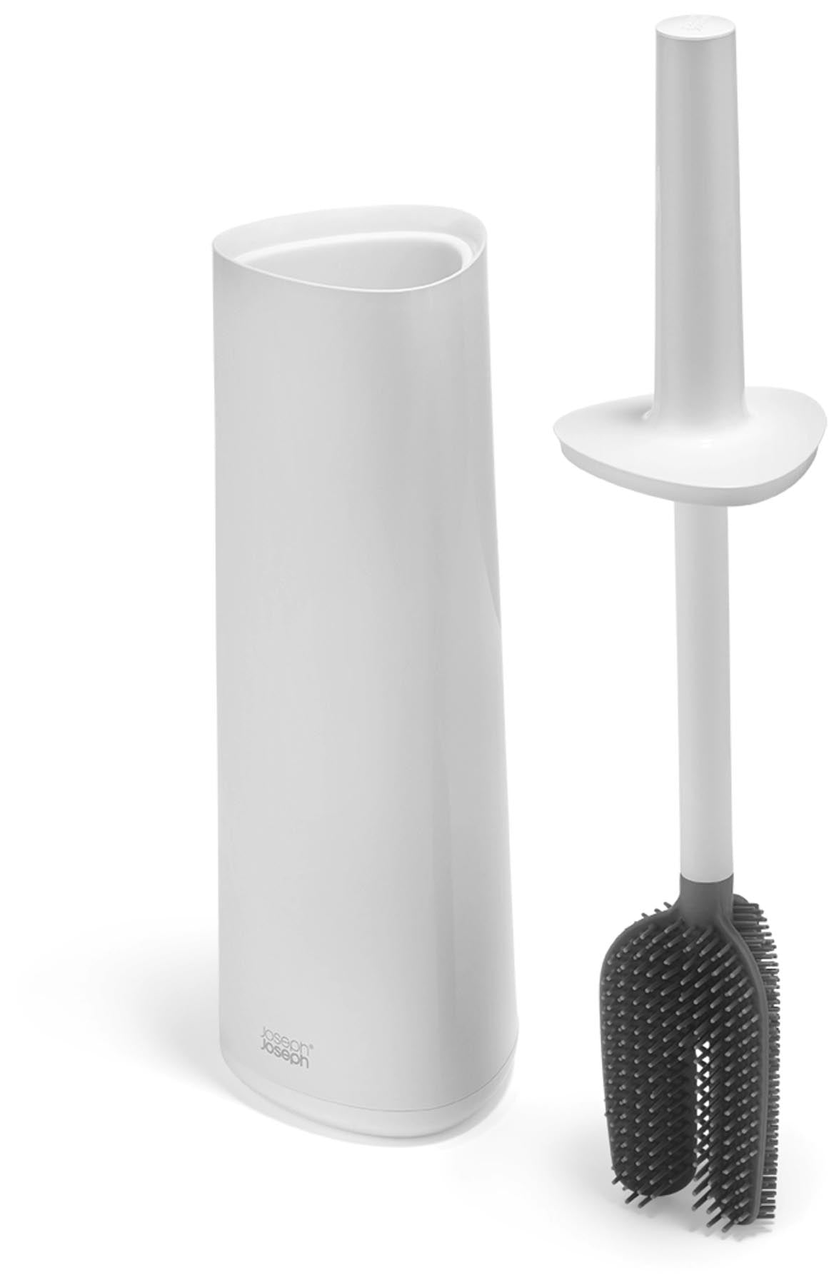 Elegante weiße Toilettenbürste Flex 360 von Joseph Joseph, ideal für effektive Reinigung und stilvolle Badezimmergestaltung.