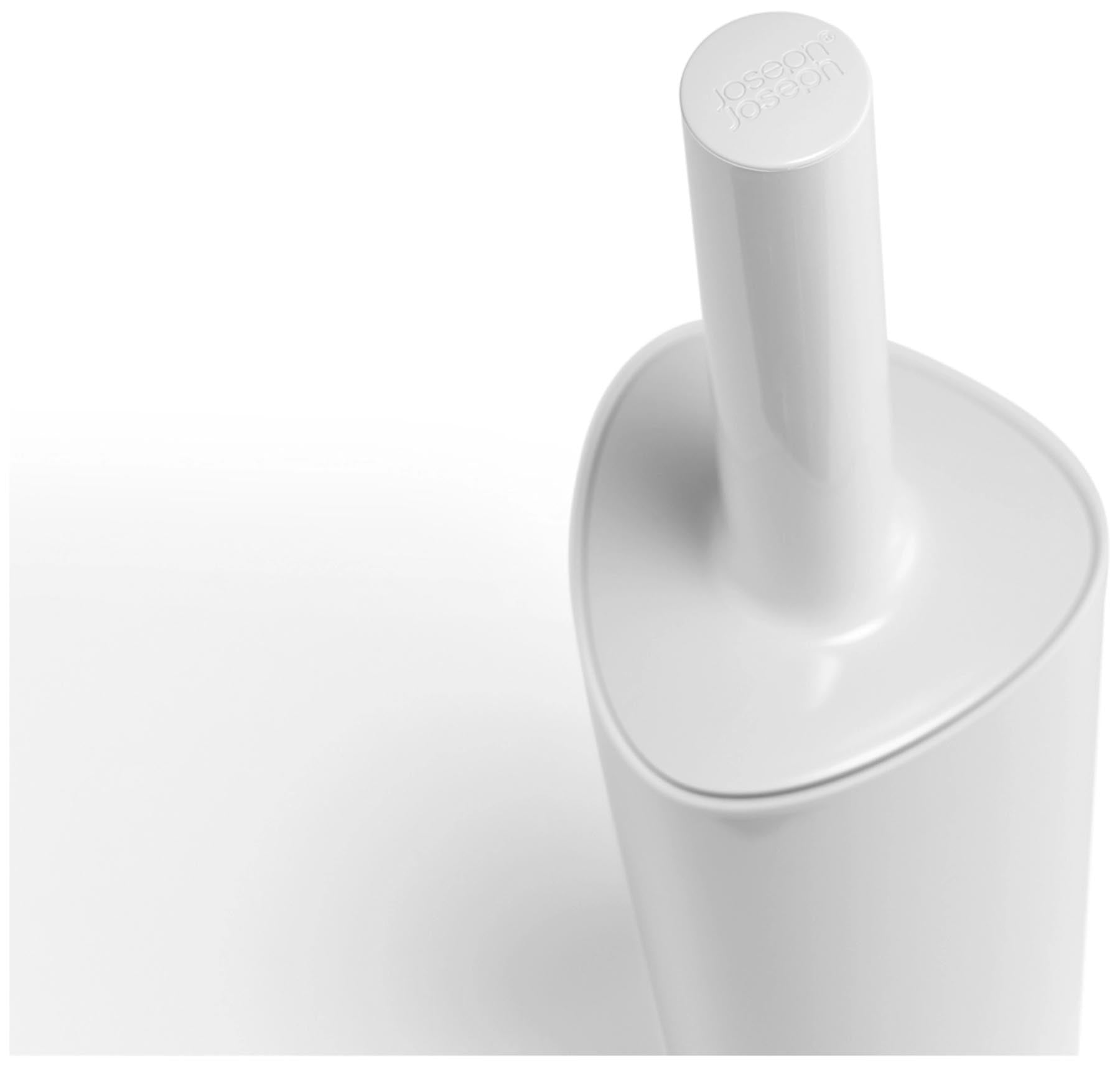 Moderne weiße Toilettenbürste Flex 360 von Joseph Joseph, designed für gründliche Hygiene und ansprechendes Badezimmer-Design.