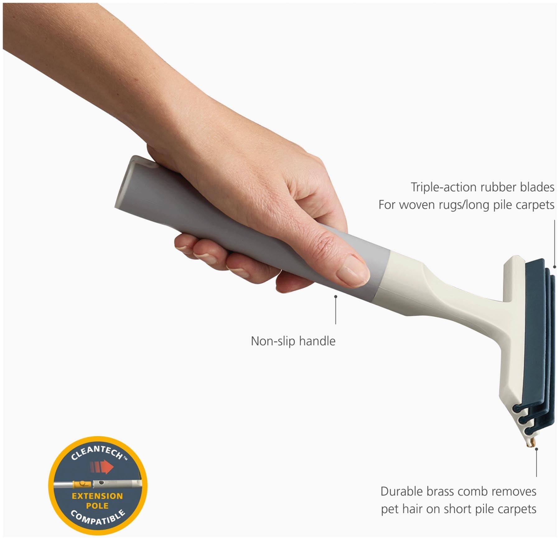 Innovatives Teppichreinigungsgadget in elegantem Hellgrau, ideal für die mühelose Beseitigung von Schmutz und Flecken im Handumdrehen.