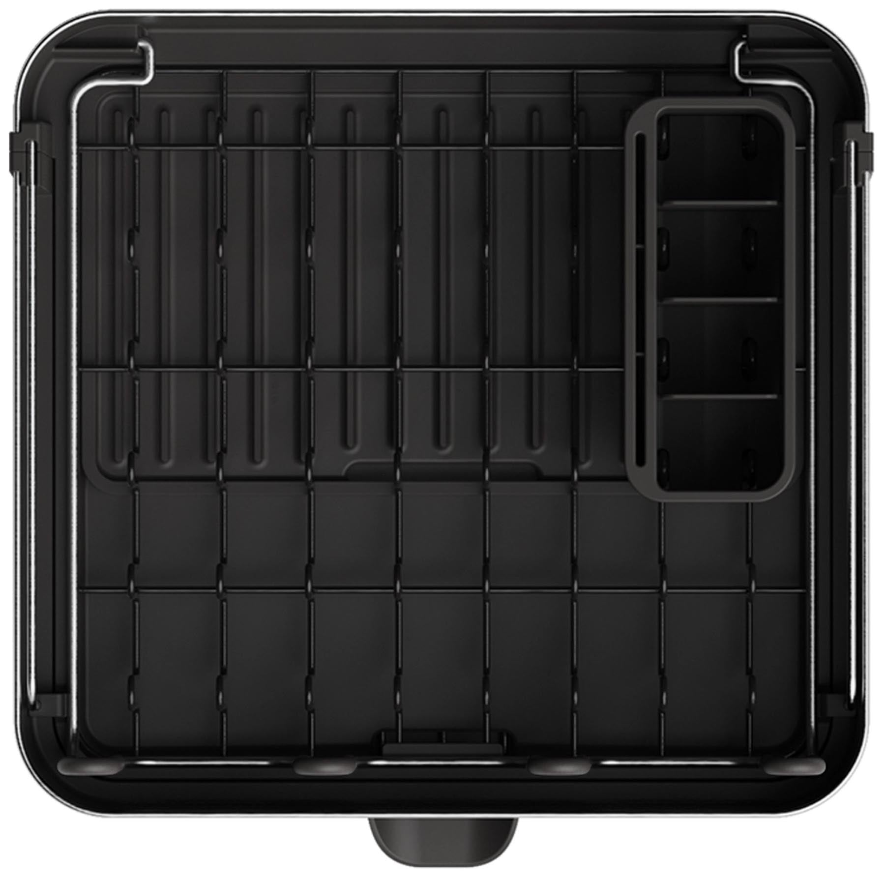 Eleganter, erweiterbarer Geschirrabtropfständer in Schwarz von Joseph Joseph, ideal für effizientes Abtropfen und modernes Küchendesign.