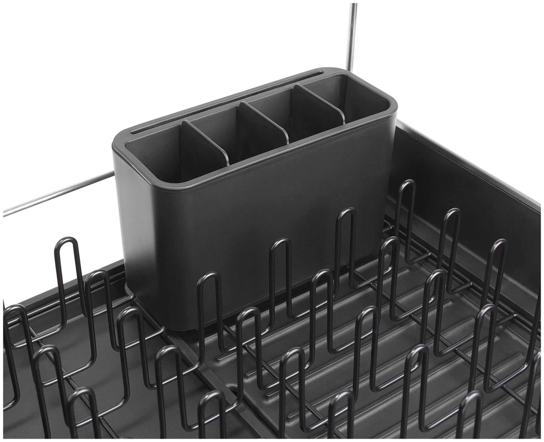 Eleganter Geschirrabtropfständer in Schwarz von Joseph Joseph, ideal für effizientes Abtropfen und modernes Küchendesign.