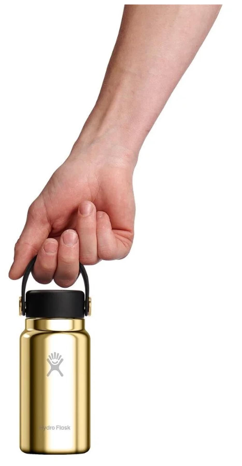 Elegante goldene Hydro Flask Micro Hydro Trinkflasche (200ml) – ideal für Reisen, sorgt für frische Getränke und ist handlich im Design.