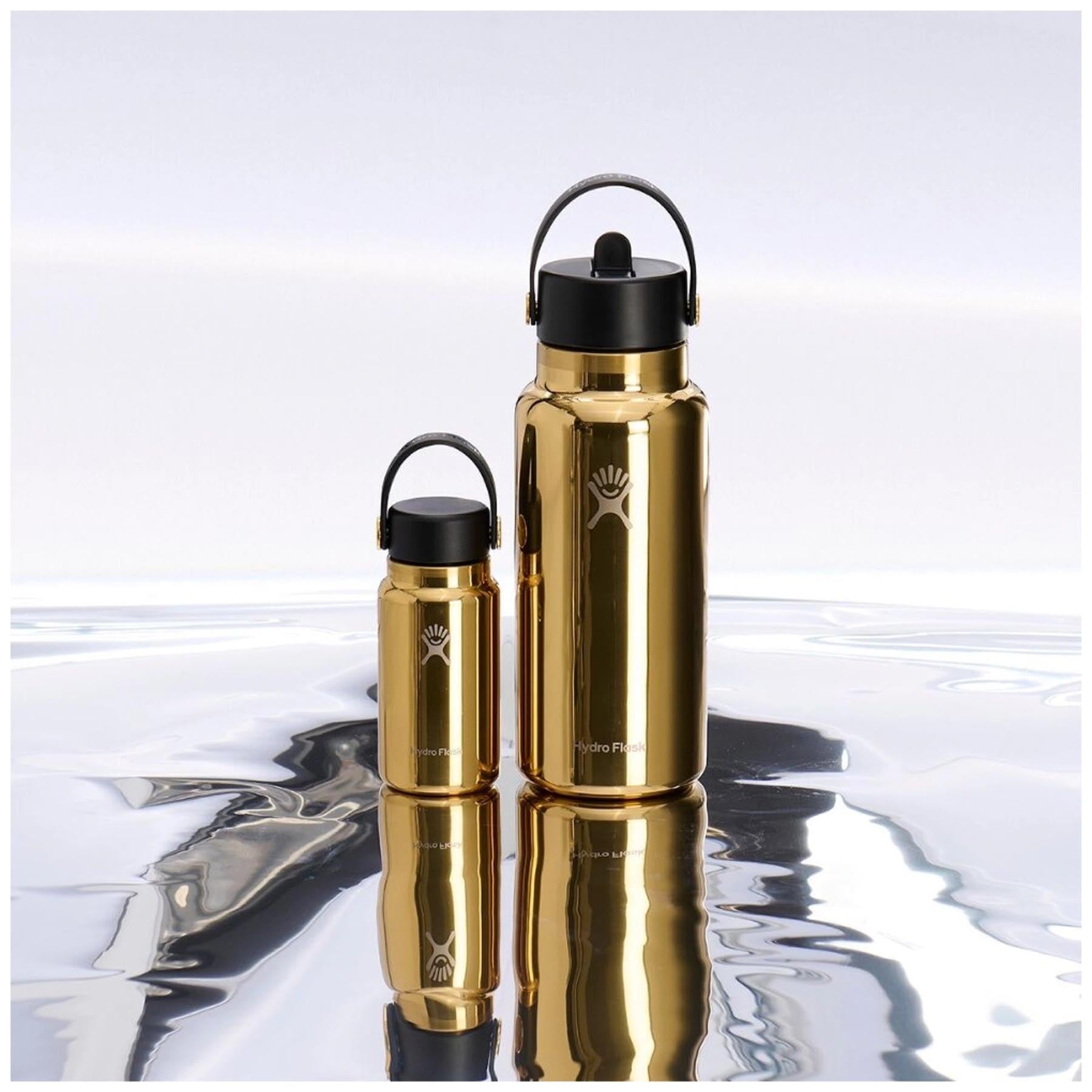 Stilvolle goldene Micro Hydro Trinkflasche von Hydro Flask (200ml) – perfekt für kalte Getränke und unterwegs.