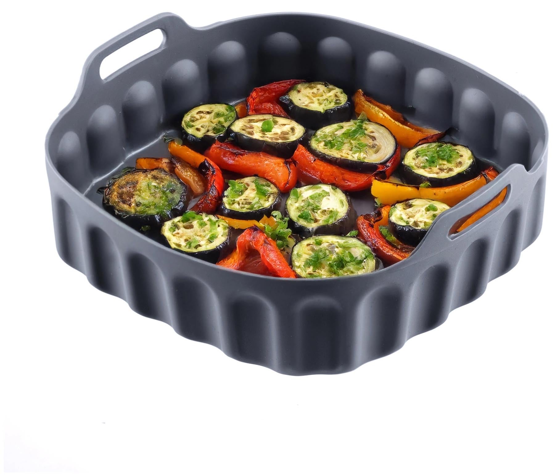 Vielseitige Silikonbackform Square mini von Westmark, ideal für die Heißluftfritteuse, ermöglicht kreative und platzsparende Backideen.